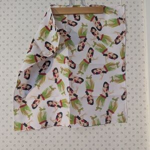 🌴 Vintage Hula Dancer Print Scarf Hawaiian Luau Vacation 10" x 10" Cotton